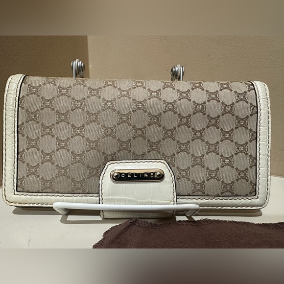 Celine Macadam Embossed Leather and Tan Canvas Long Wallet w/box & dustbag - Picture 2 of 16